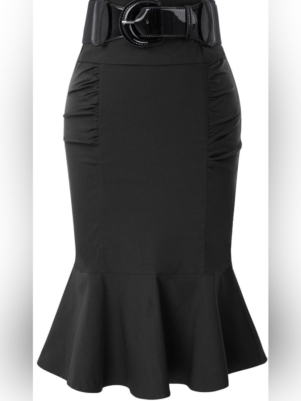 Belle Poque High Waisted Peplum Midi Pencil Skirt Black • Size M• NWOT